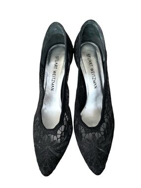 Stuart Weitzman Black Lace Pointed Toe Pumps Size 7